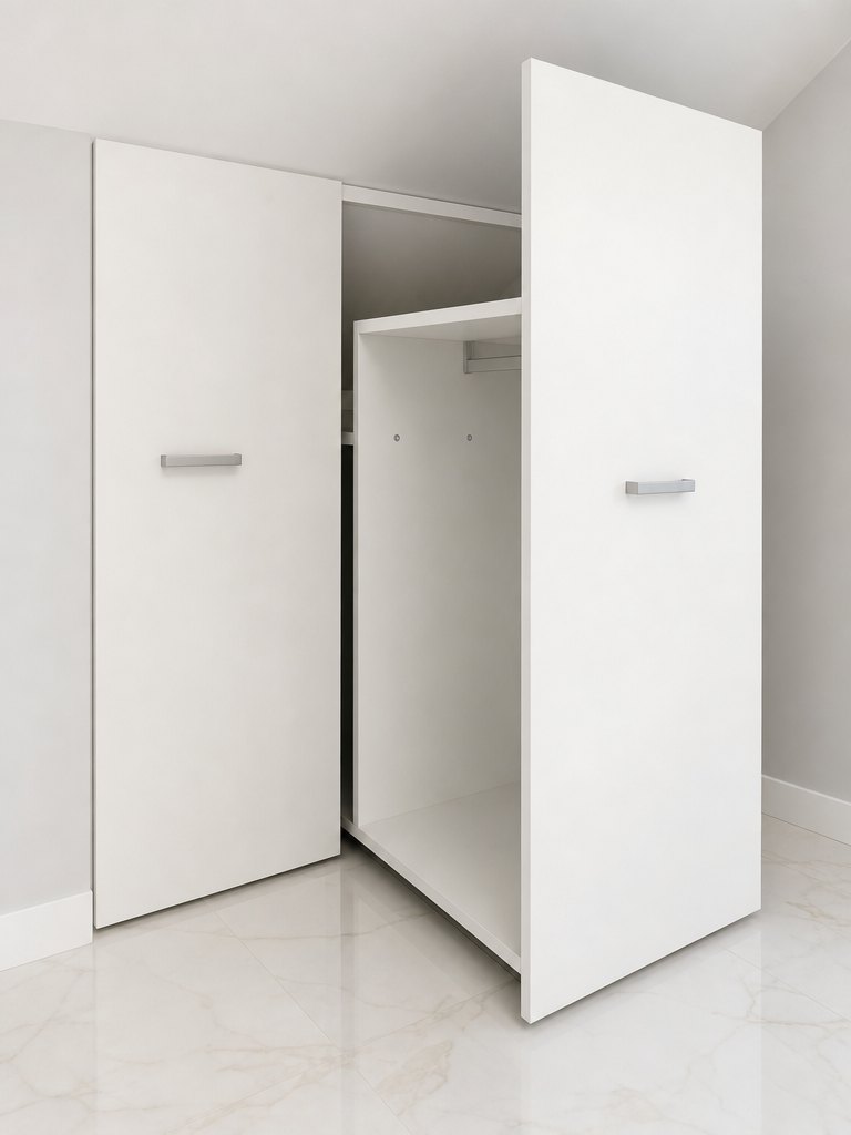 Armadio sottotetto con elemento estraibile su misura — Giovanni Conti Interior Design