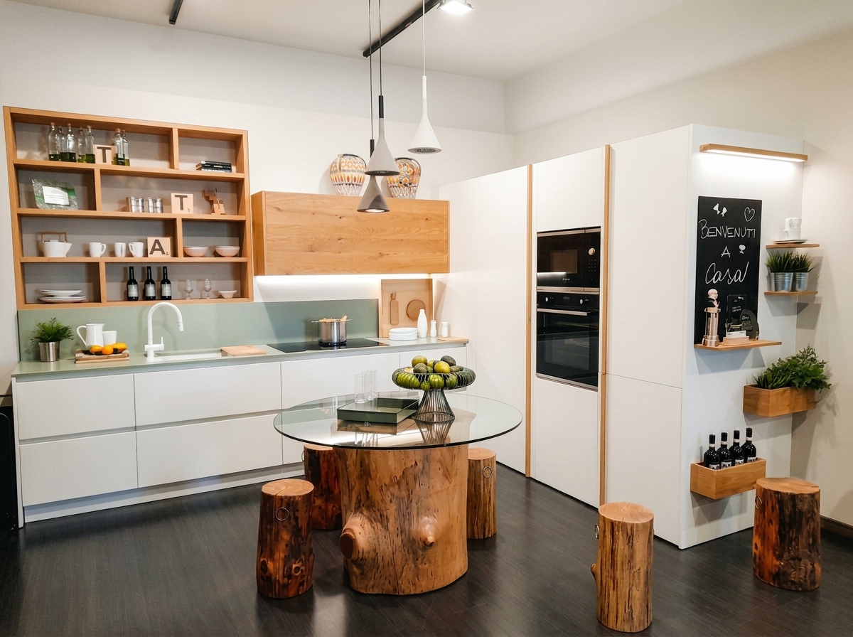 Cucina laccata bianca con penisola