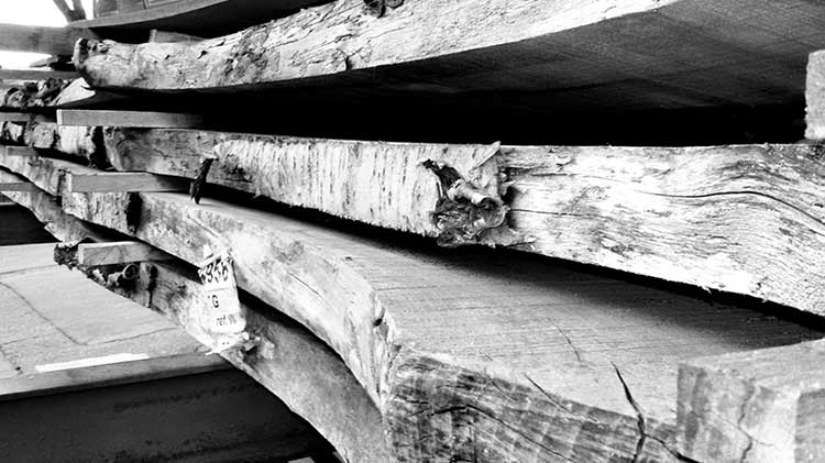 Tavole di legno stagionate in essiccazione