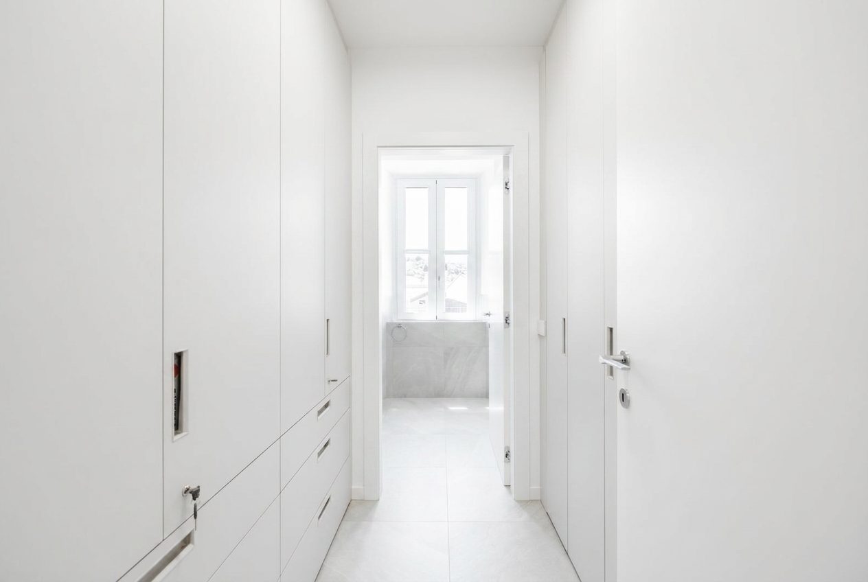 Armadiature bianche a filo muro su misura — Giovanni Conti Interior Design