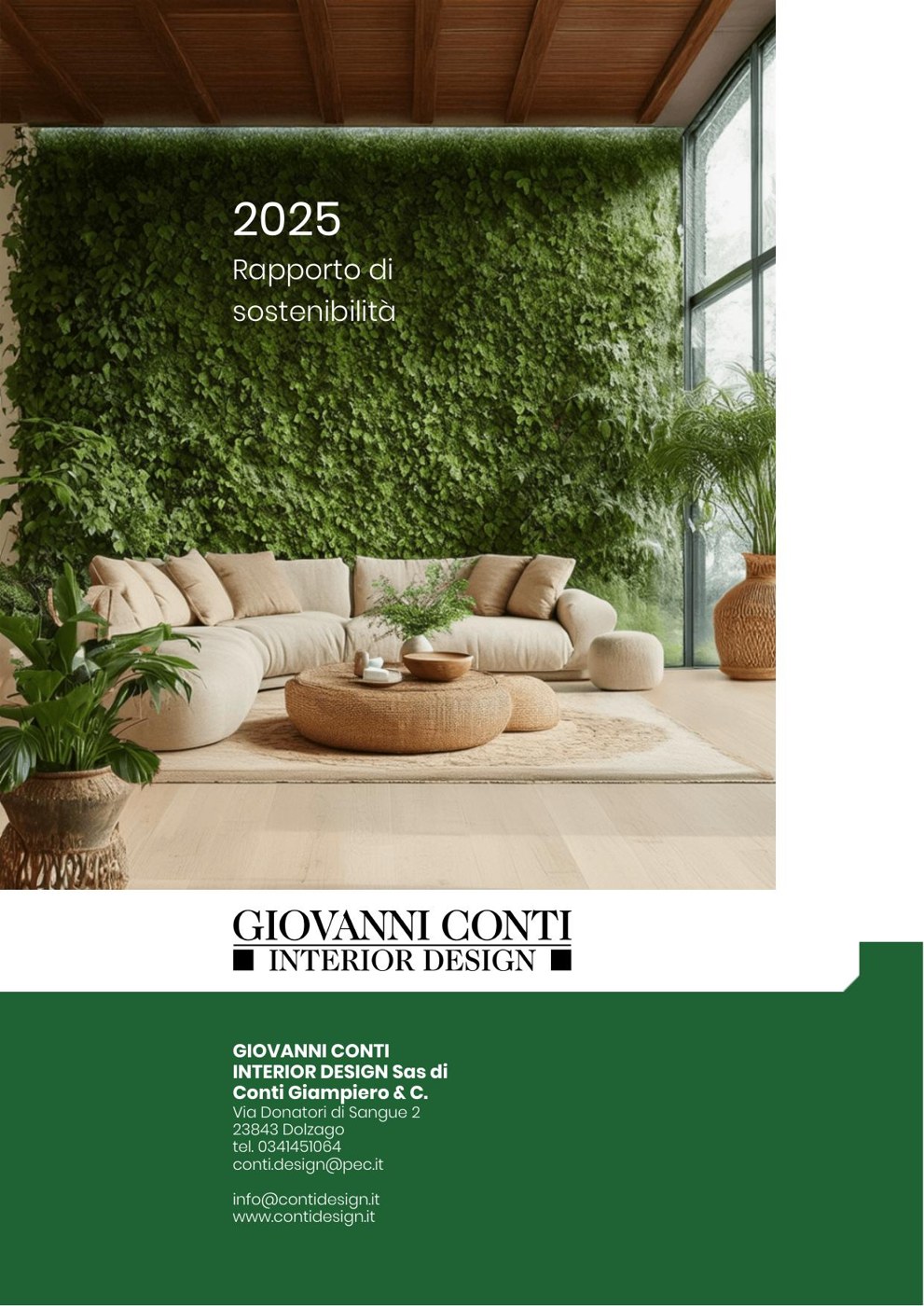 Copertina del Rapporto di sostenibilità 2025 di Giovanni Conti Interior Design